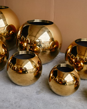 Modern Stainless Steel Large Gold Bowl Vase (52 cm)