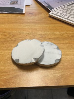 Round Marble Coaster With Silver Border
